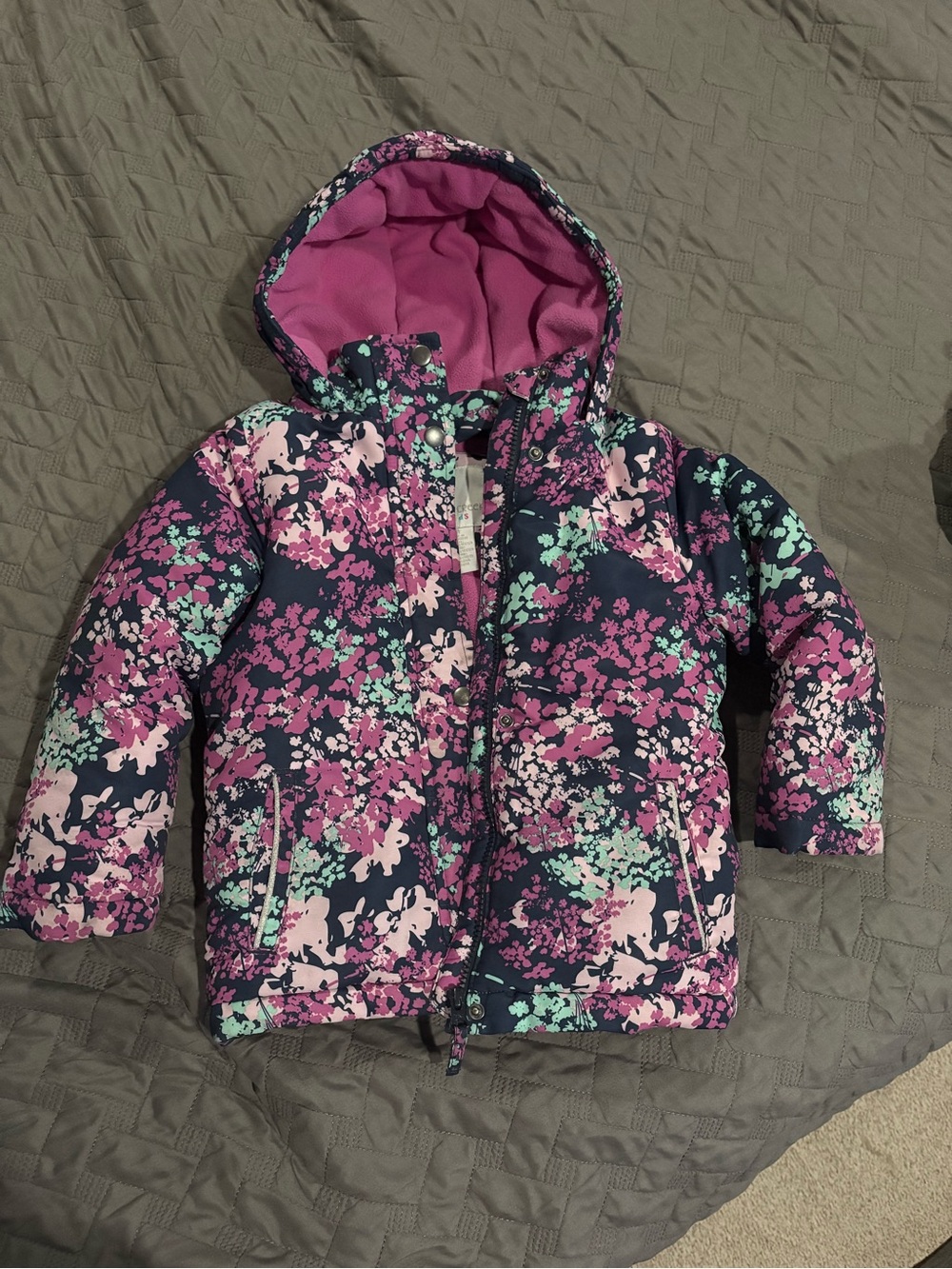 Falls Creek Girls Purple Floral Winter Coat Toddler Size 4t